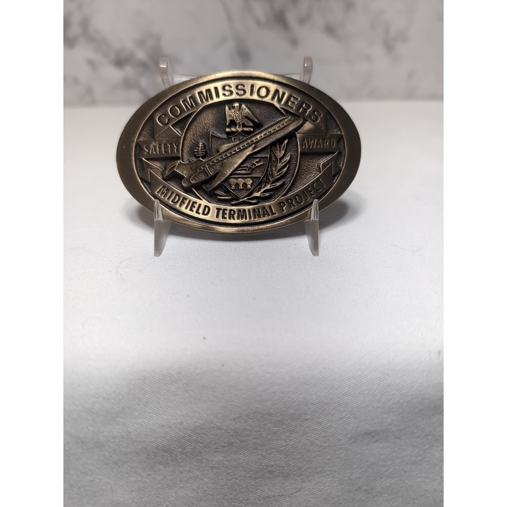 Commissioners Safety Award Midfield Terminal Project Pitts. PA Brass Belt Buckle
